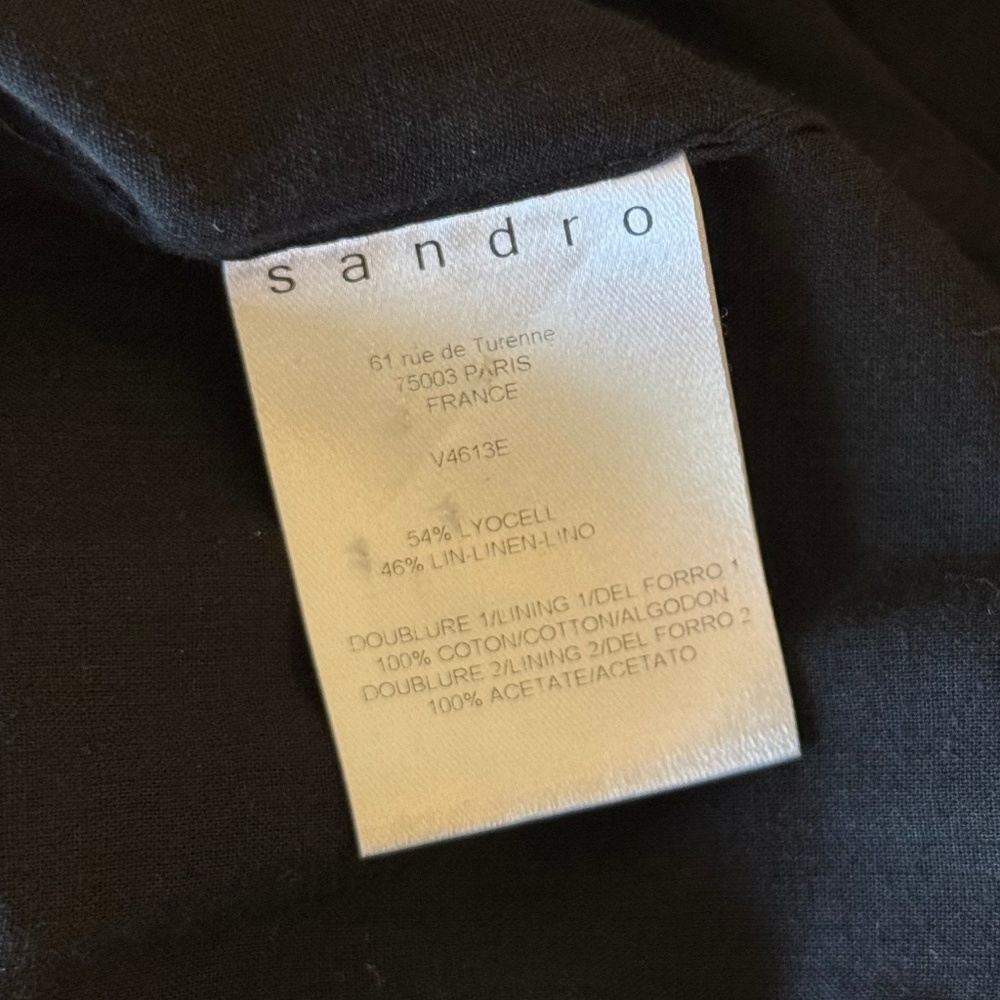Sandro Paris Scalloped Double Breasted Blazer Black (Size 38) - Picture 4 of 5
